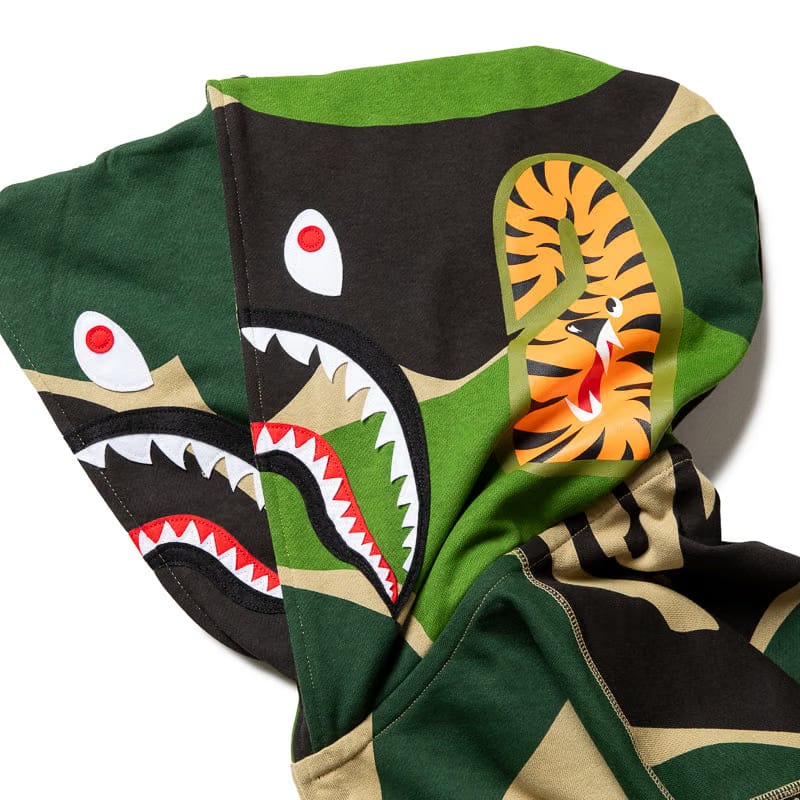 BAPE A Bathing Ape Mega ABC Camo Double Shark Full Zip Hoodie - Green