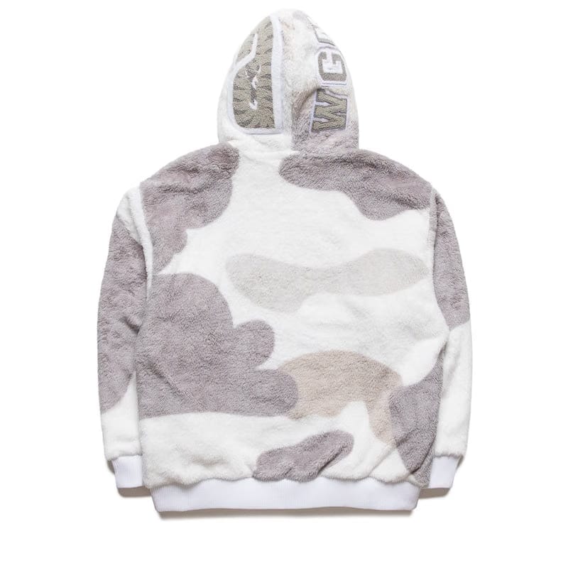 BAPE A Bathing Ape Color Camo Shark Full Zip Sherpa Jacket - White