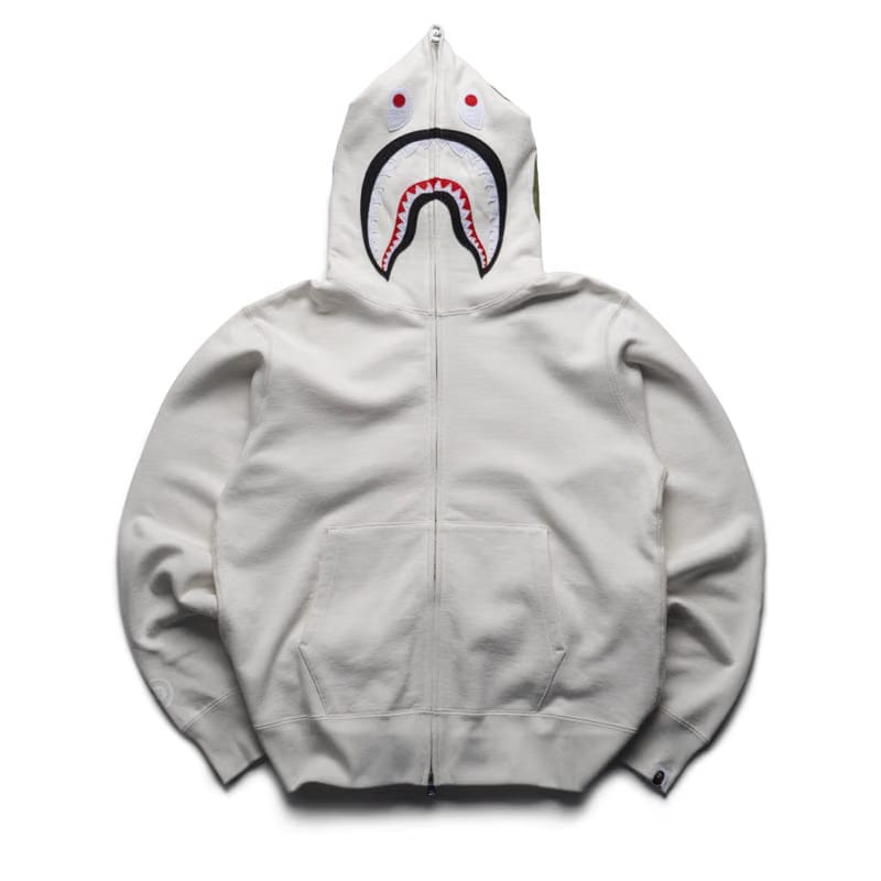 BAPE A Bathing Ape Shark Full Zip Hoodie - Ivory