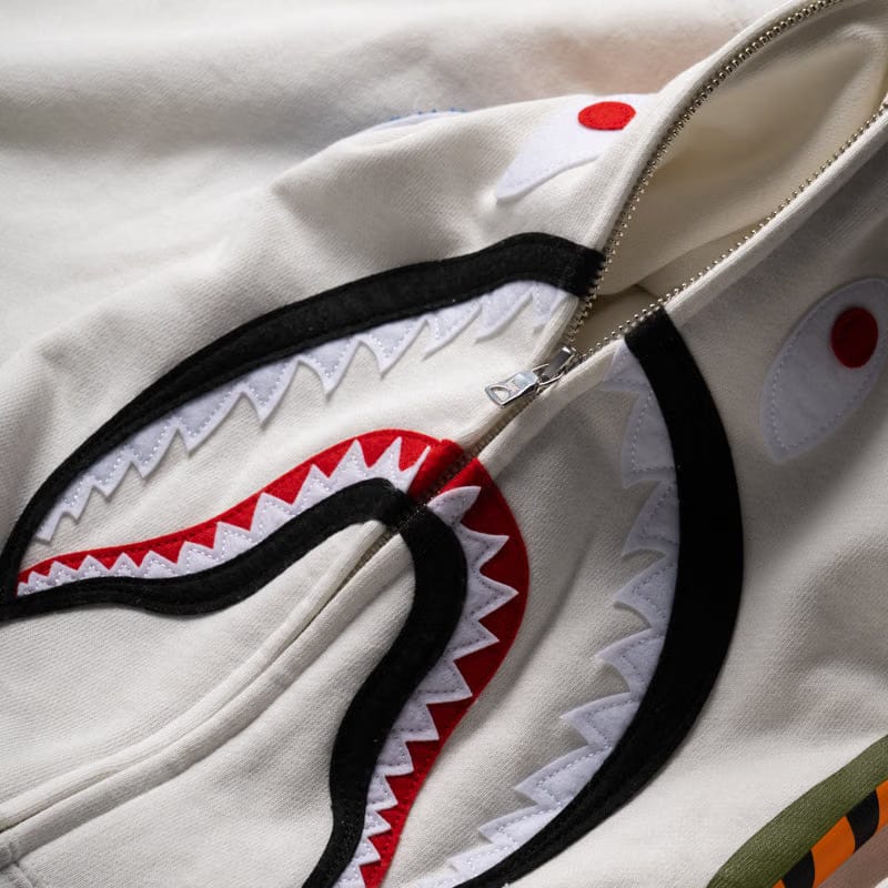 BAPE A Bathing Ape Shark Full Zip Hoodie - Ivory