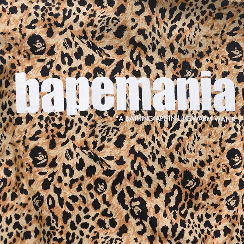 BAPE A Bathing Ape Wild Leopard Pattern Half Zip Sweatshirt - Beige