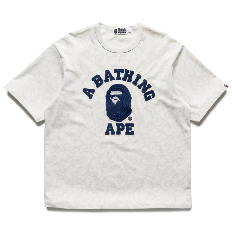 BAPE A Bathing Ape Washed Cloud Camo College Tee - Ivory