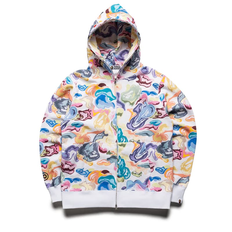 BAPE A Bathing Ape Art Camo Shark Full Zip Hoodie - White