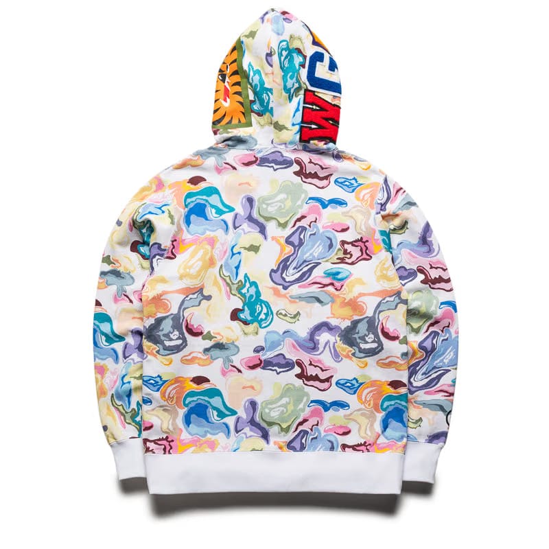 BAPE A Bathing Ape Art Camo Shark Full Zip Hoodie - White
