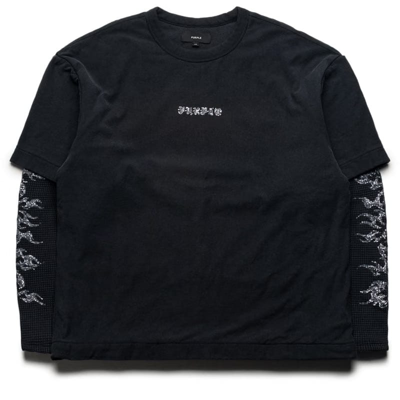 Purple Brand Sequin Flame L/S Tee - Black