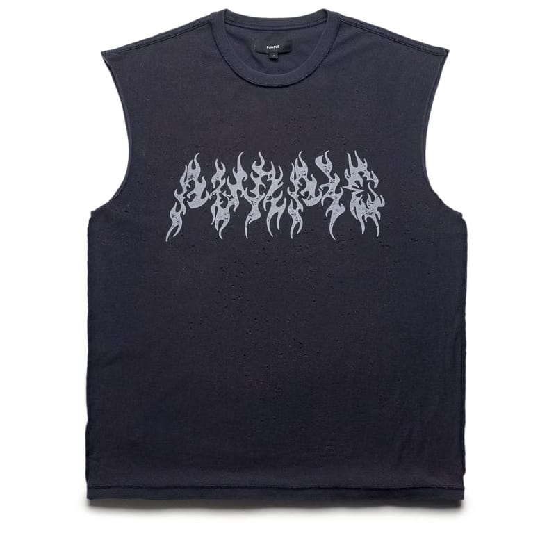 Purple Brand Flame Wordmark Tank Top - Navy
