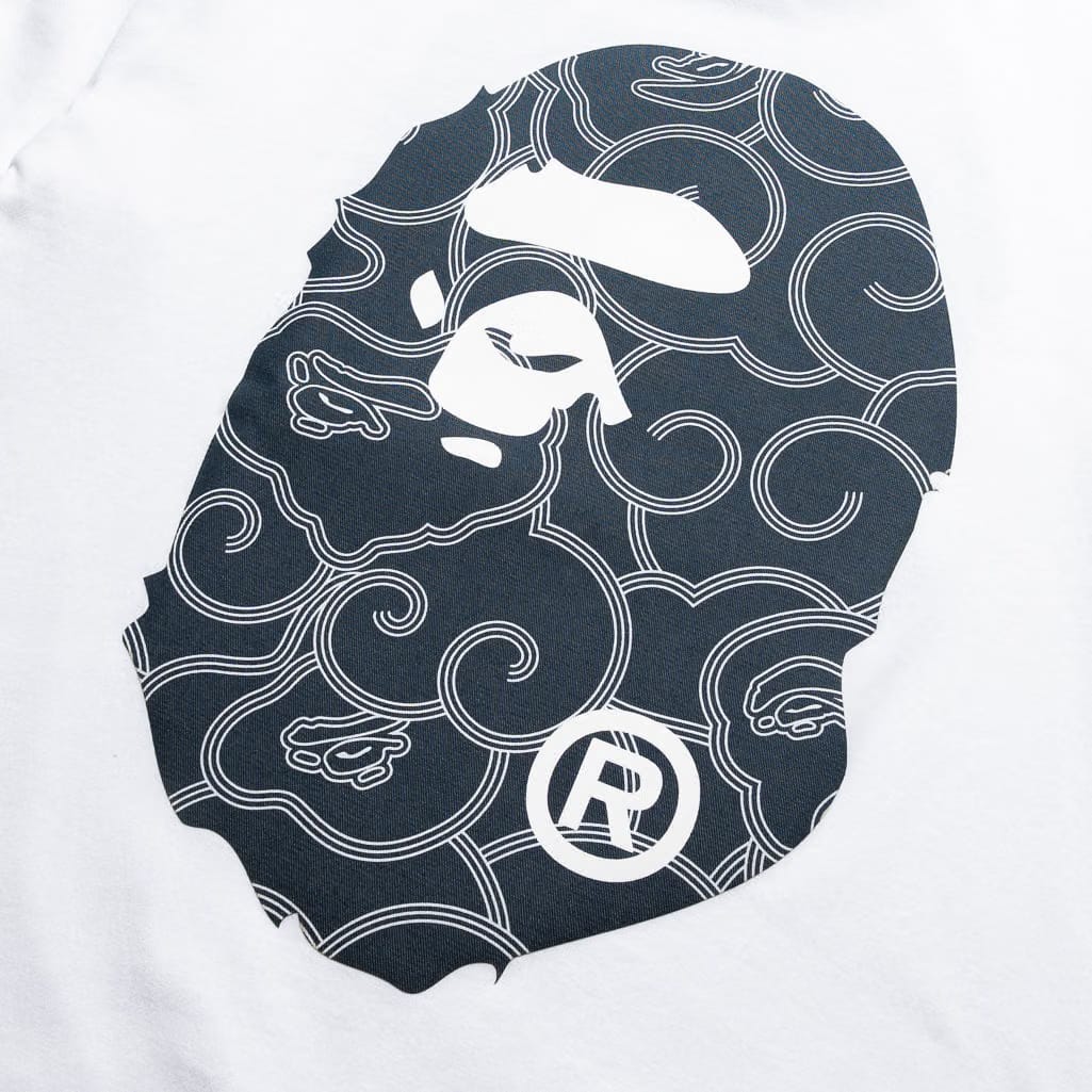 BAPE A Bathing Ape Japanese Cloud Camo Big Ape Head Tee - White