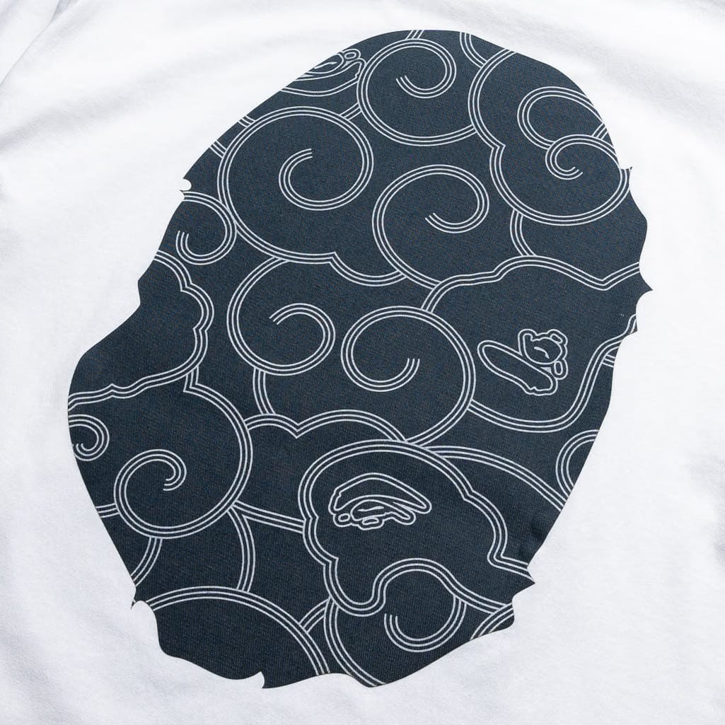BAPE A Bathing Ape Japanese Cloud Camo Big Ape Head Tee - White