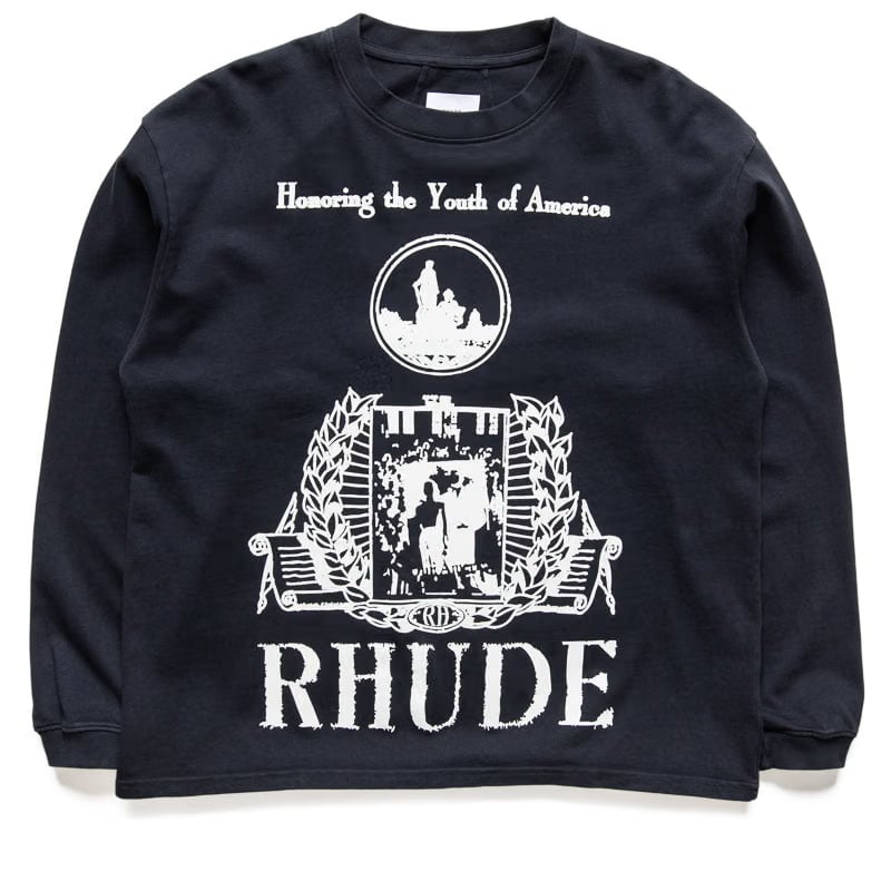 Rhude Youth Of America L/S Tee - Vintage Black/White