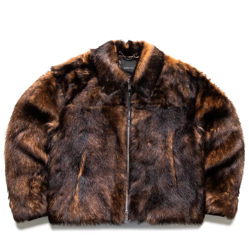 Purple Brand Shearling Zip Up Jacket - Brown