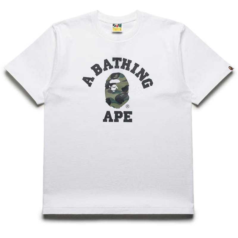 BAPE A Bathing Ape 1st Camo College Tee - White/Green