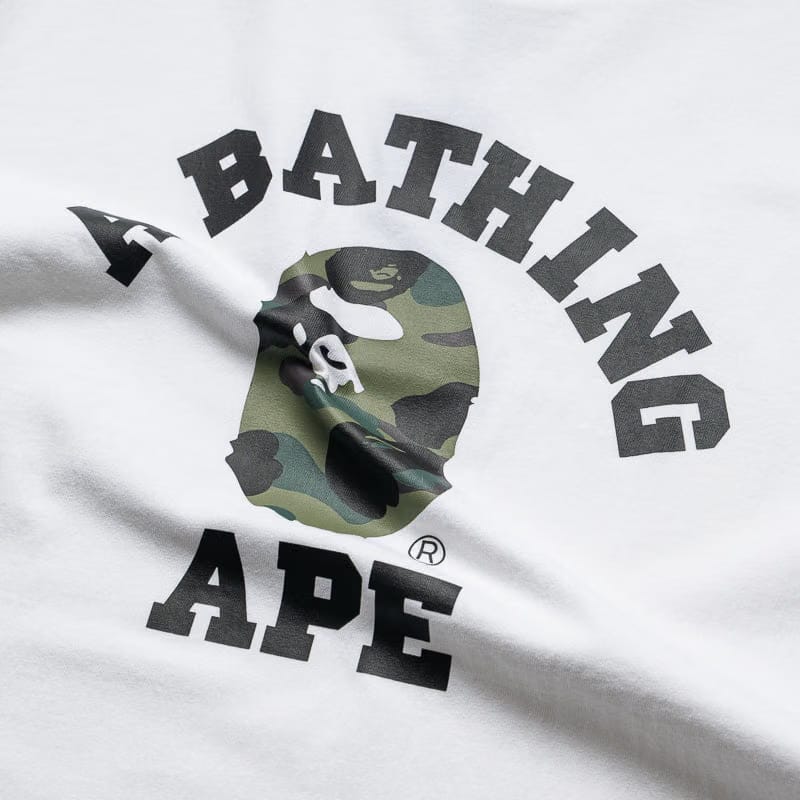 BAPE A Bathing Ape 1st Camo College Tee - White/Green