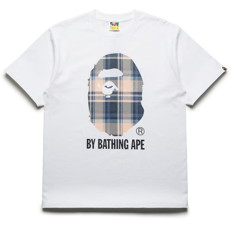BAPE A Bathing Ape Bape Check By Bathing Ape Tee - White/Blue