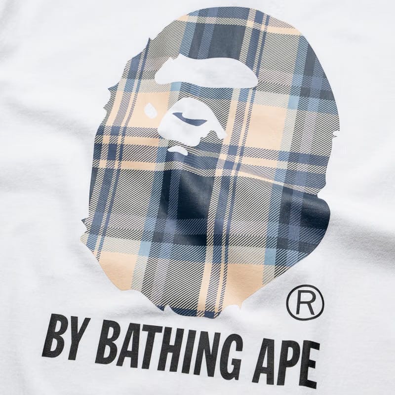 BAPE A Bathing Ape Bape Check By Bathing Ape Tee - White/Blue