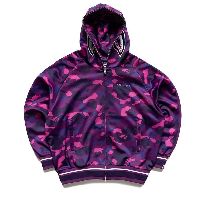 BAPE A Bathing Ape Color Camo Shark Hoodie Track Jacket - Purple