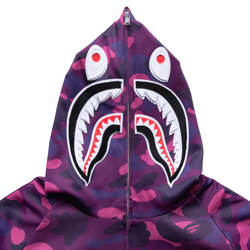 BAPE A Bathing Ape Color Camo Shark Hoodie Track Jacket - Purple