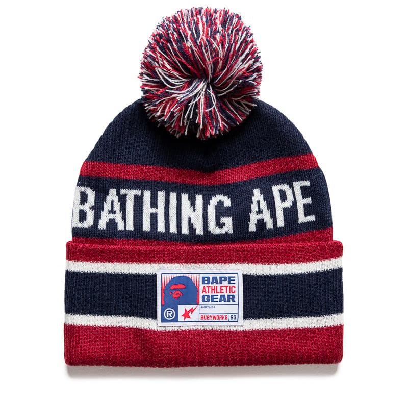 BAPE A Bathing Ape Pom Pom Beanie - Navy