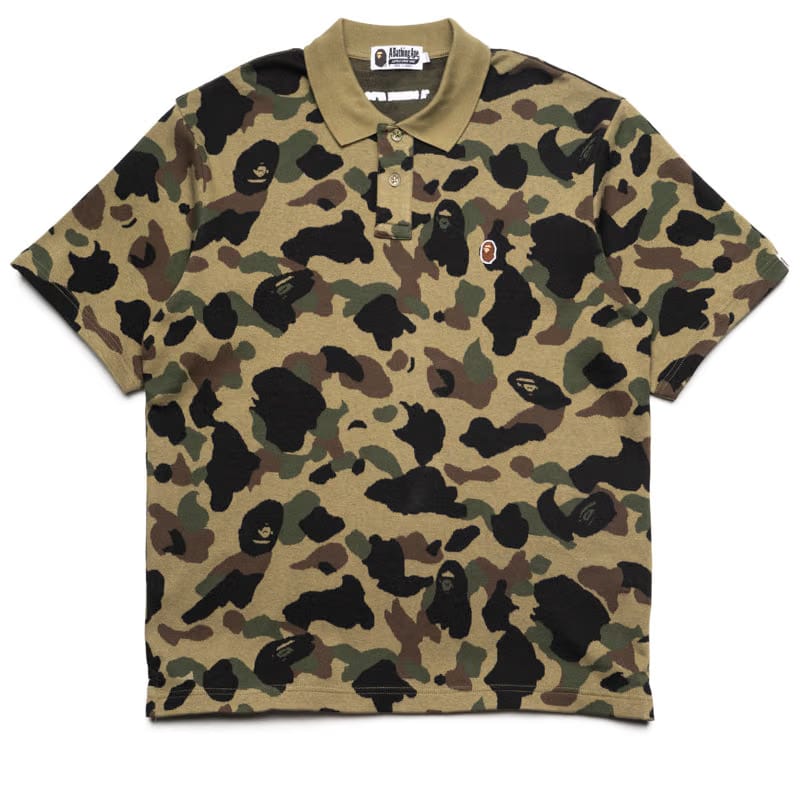 BAPE A Bathing Ape 1st Camo Jacquard Relax Fit Polo Shirt - Green