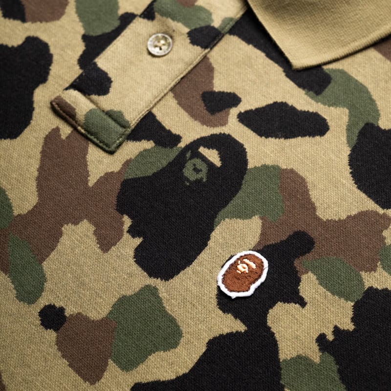 BAPE A Bathing Ape 1st Camo Jacquard Relax Fit Polo Shirt - Green