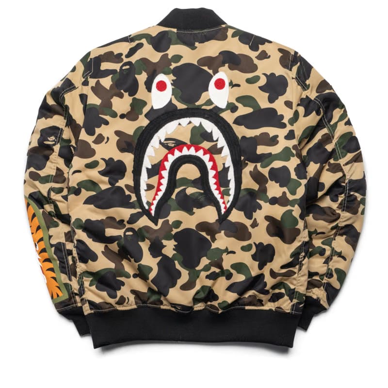 BAPE A Bathing Ape 1st Camo Shark MA-1 Jacket - Yellow
