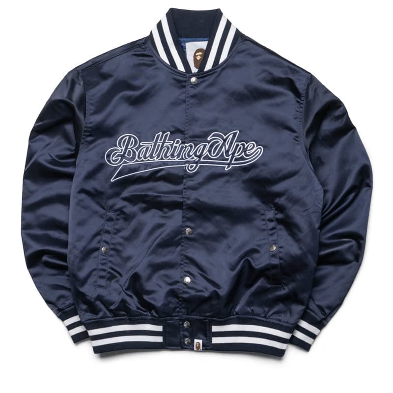 BAPE A Bathing Ape Baseball Varsity Jacket - Navy