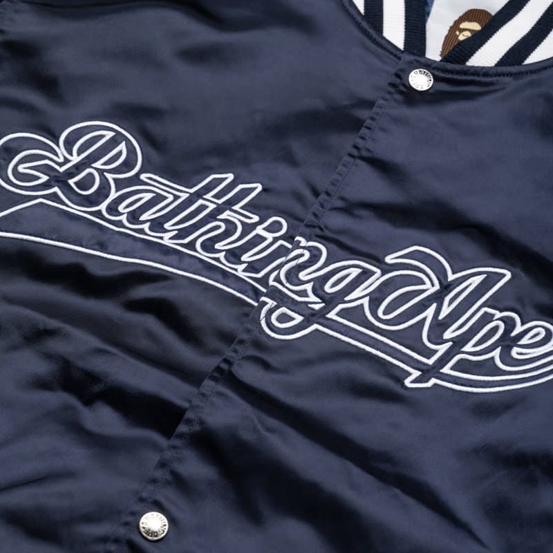 BAPE A Bathing Ape Baseball Varsity Jacket - Navy