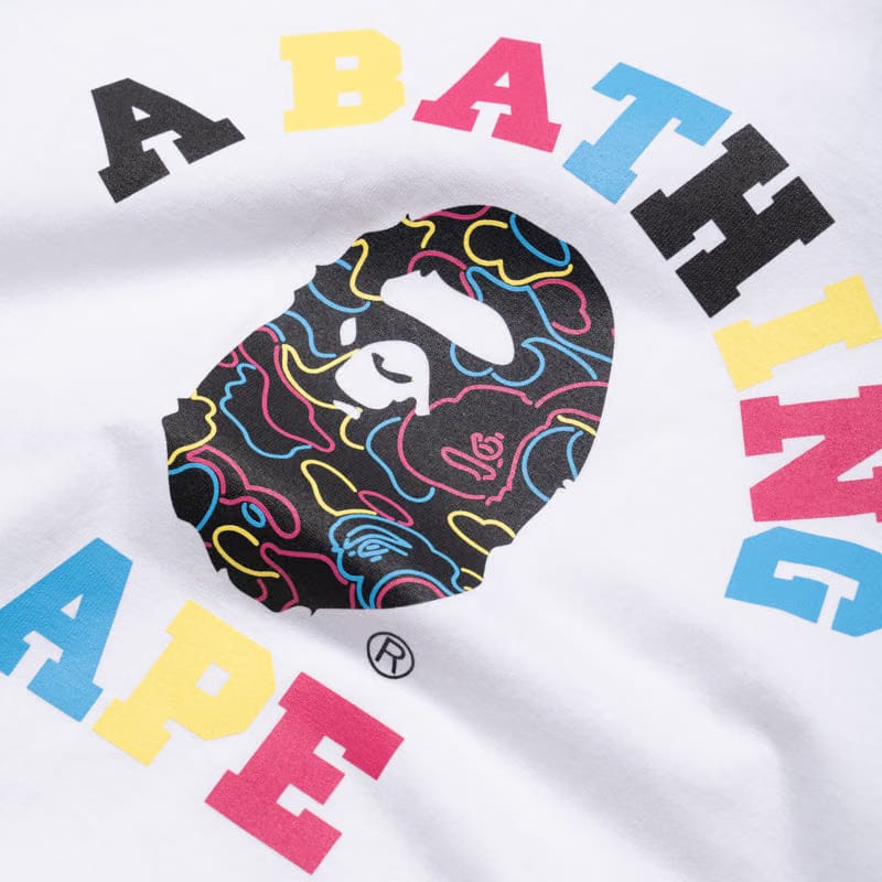 BAPE A Bathing Ape Neon Camo College Tee - White