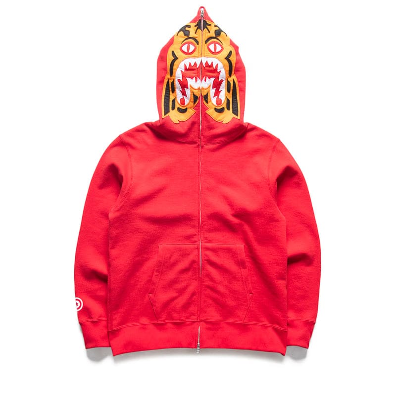 BAPE A Bathing Ape Tiger Full Zip Hoodie - Red