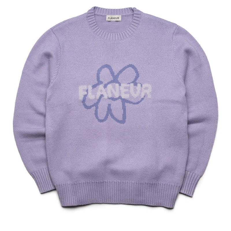 Flaneur Flower Doodle Jacquard Sweater - Purple