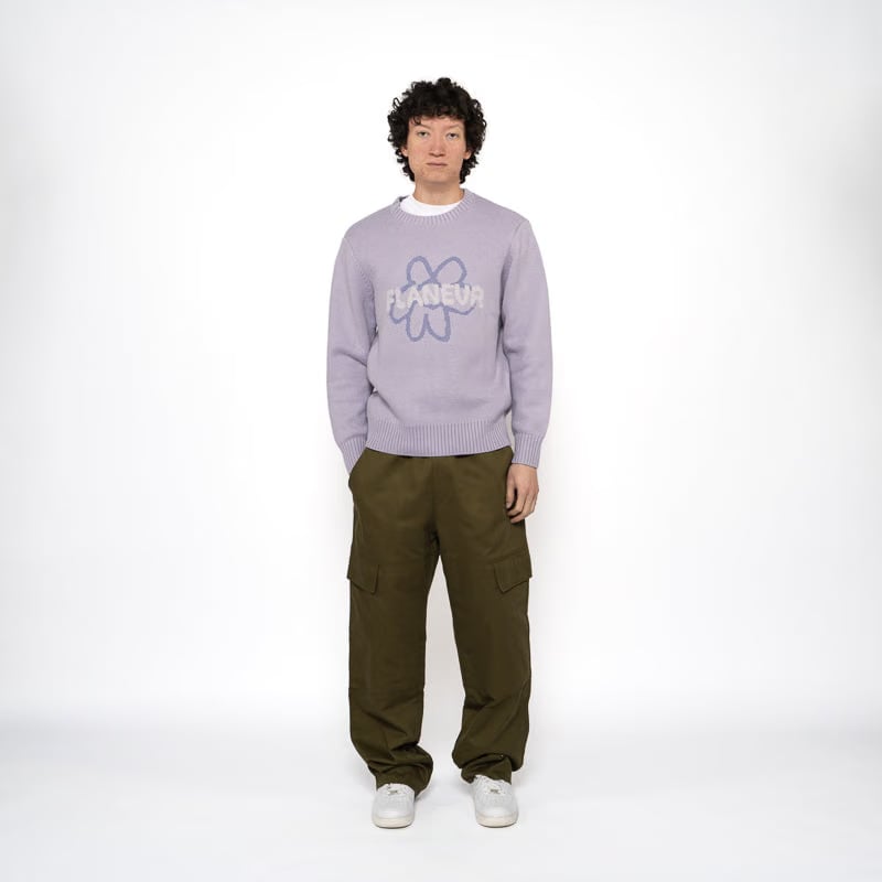 Flaneur Flower Doodle Jacquard Sweater - Purple