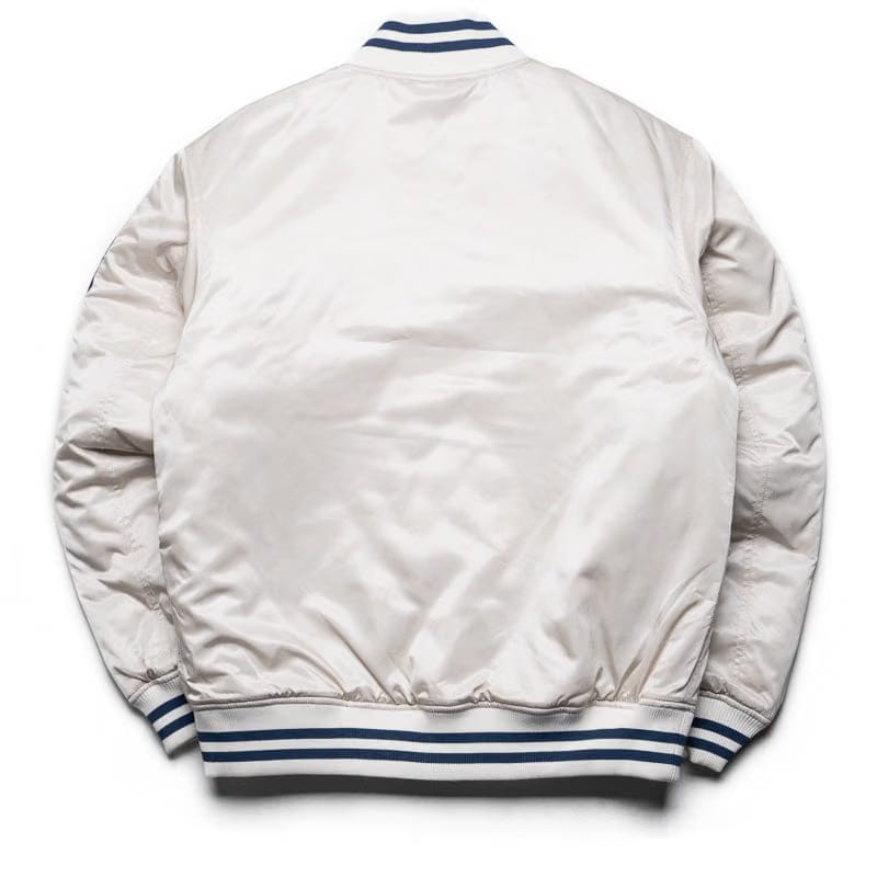 BAPE A Bathing Ape Solid Camo NYC Logo Varsity Jacket - Ivory