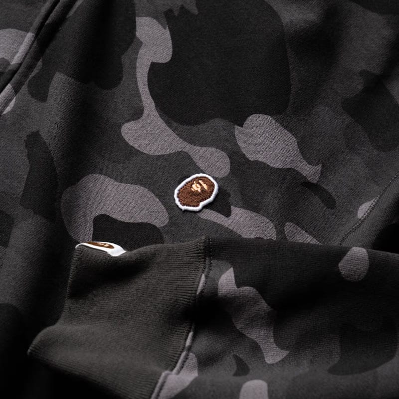 BAPE A Bathing Ape One Point Color Camo Cropped Full Zip Hoodie - Black