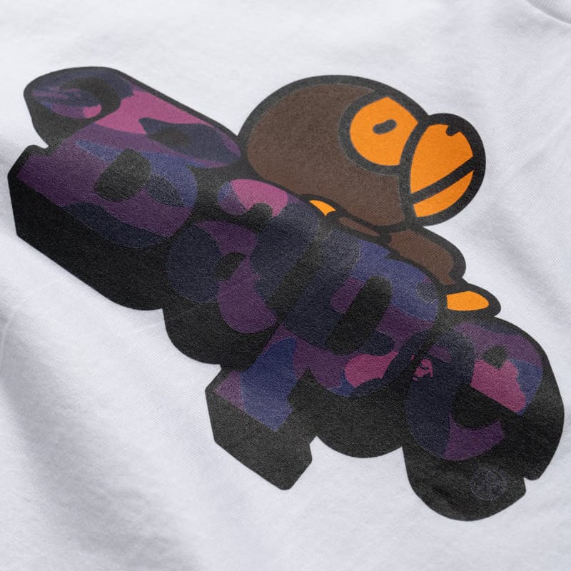 BAPE A Bathing Ape Color Camo Milo On Bape Tee - White/Purple