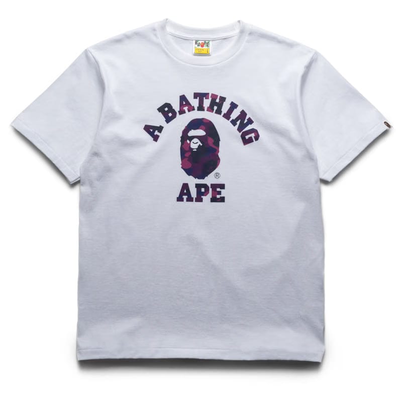 BAPE A Bathing Ape Color Camo College Tee - White/Purple