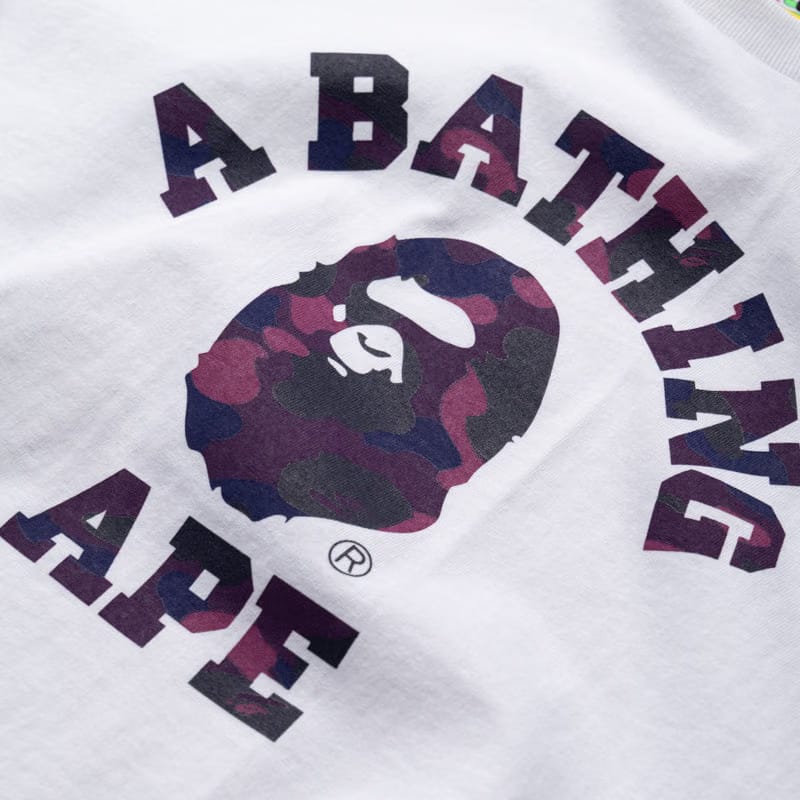 BAPE A Bathing Ape Color Camo College Tee - White/Purple