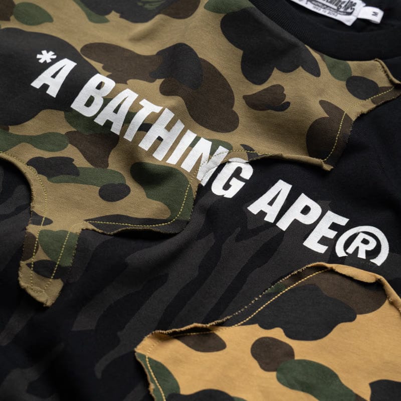 BAPE A Bathing Ape 1st Camo Upcycled Logo Tee - Black