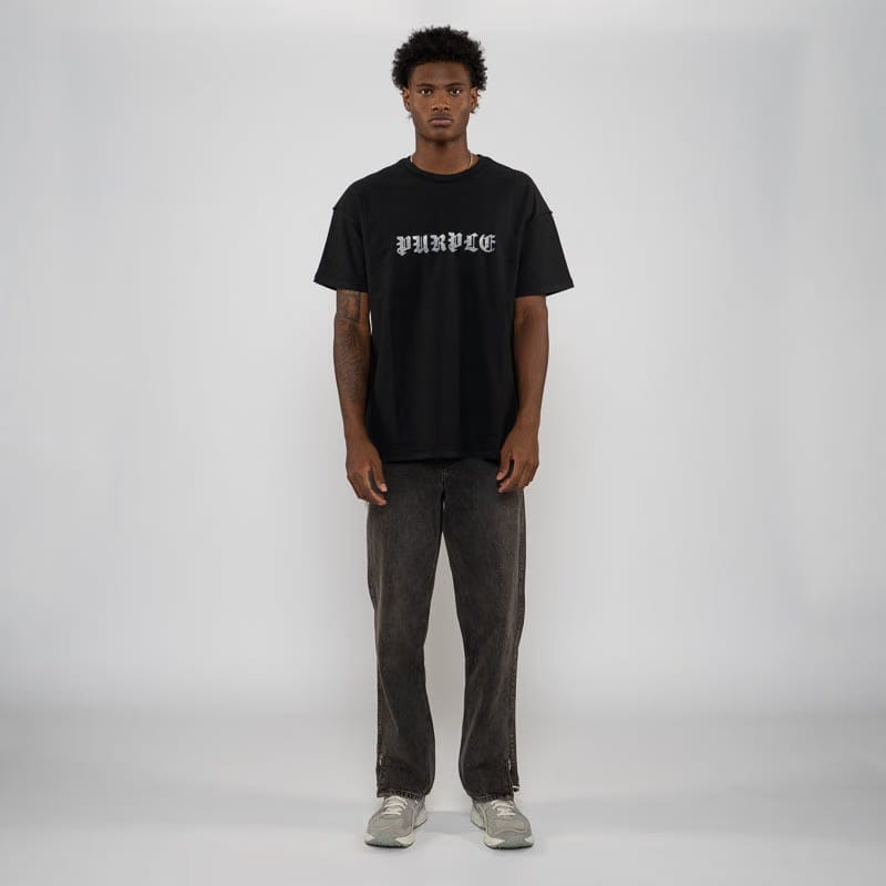Purple Brand Taped Gothic P Tee - Black