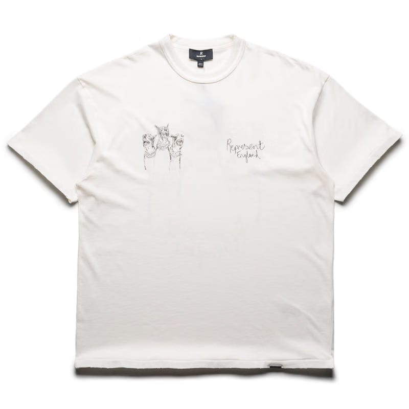 Represent Hand Drawn Thoroughbred Dogs Tee - Washed Ecru