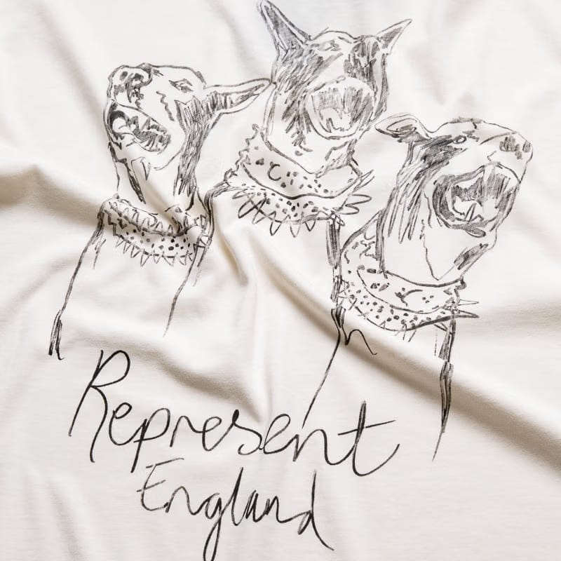 Represent Hand Drawn Thoroughbred Dogs Tee - Washed Ecru