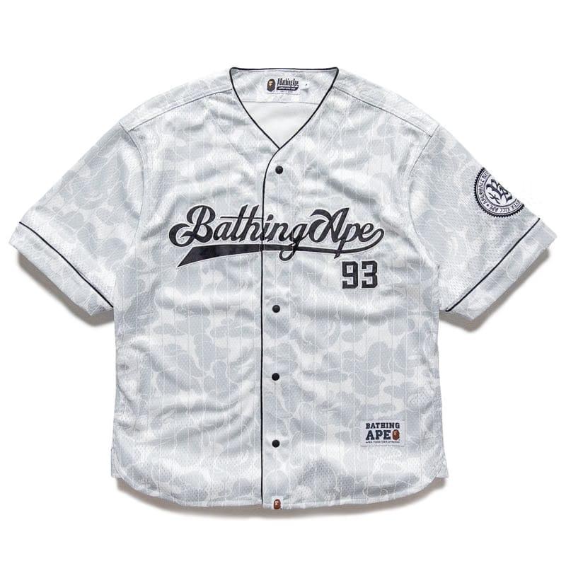BAPE A Bathing Ape Camo Stripe Baseball Jersey - Gray