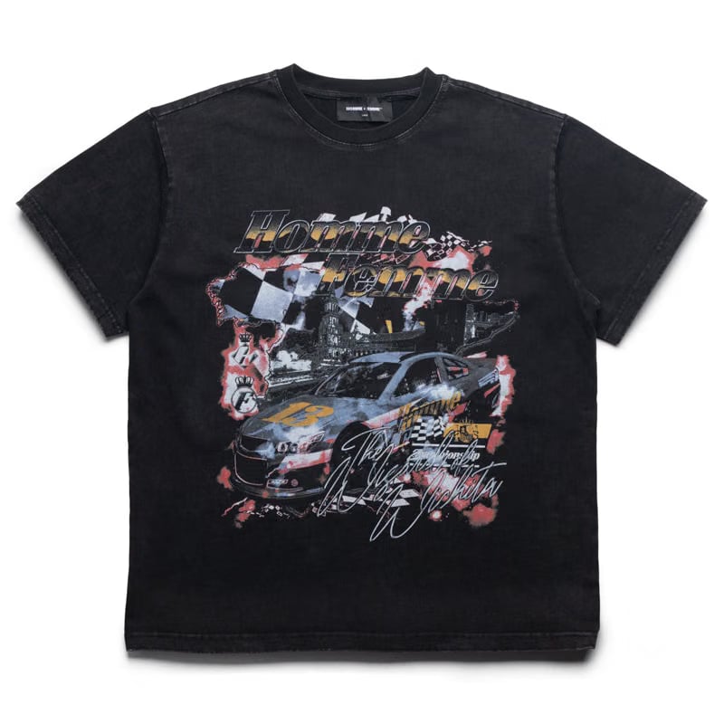 Homme Femme The Wizard Racing Tee - Washed Black