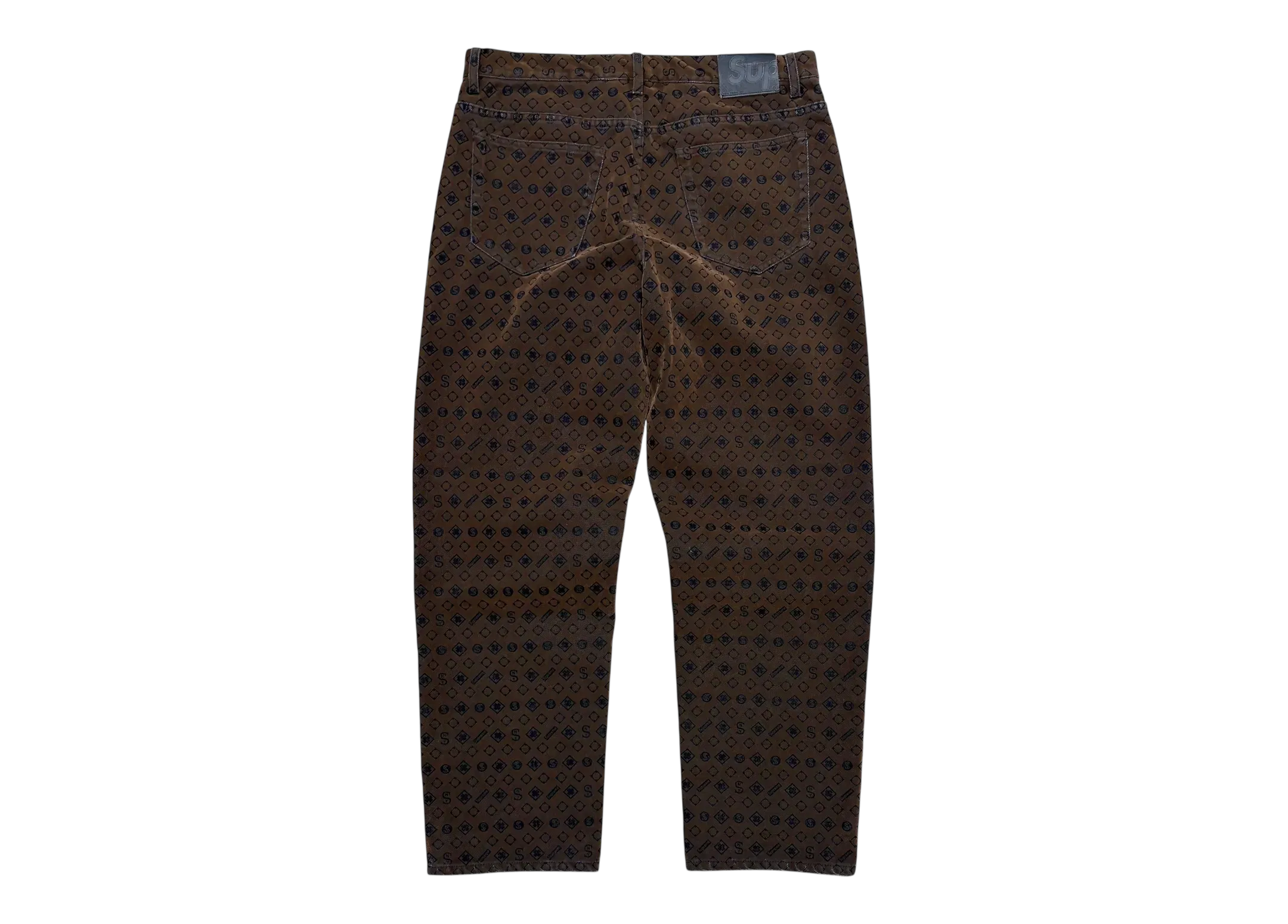 Supreme Pant Velvet All Over Logo Brown COND NEW