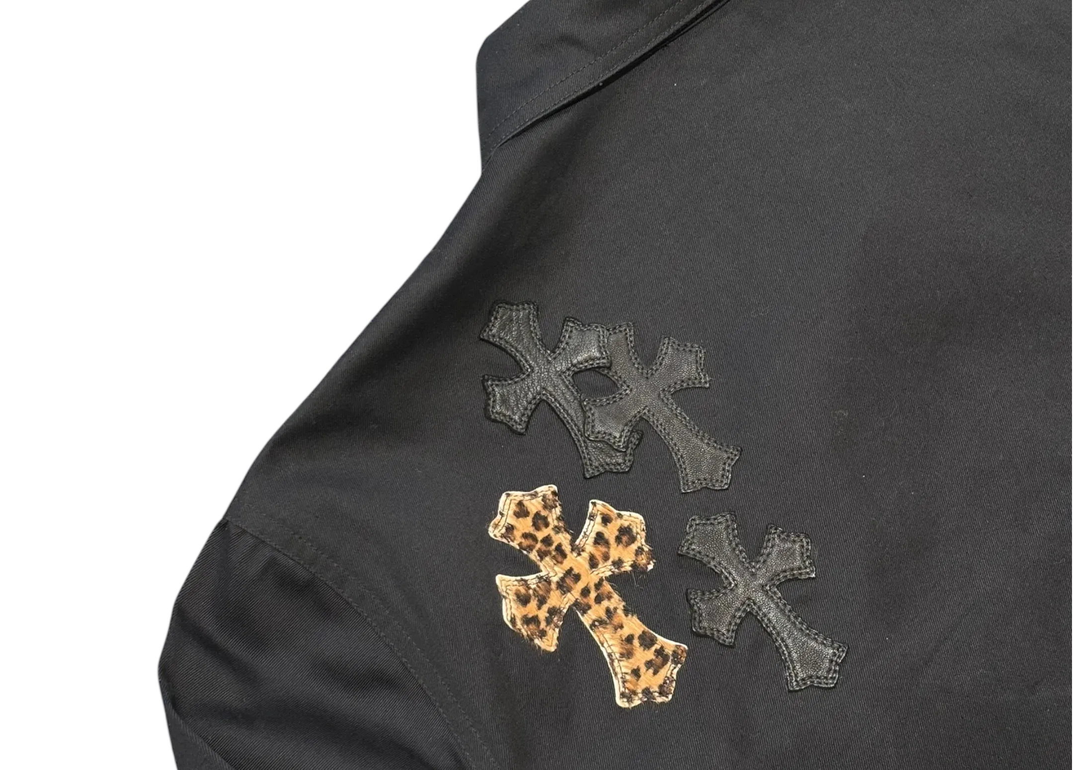 Chrome Hearts Jacket Work Dog Leopard Cross Black COND NEW