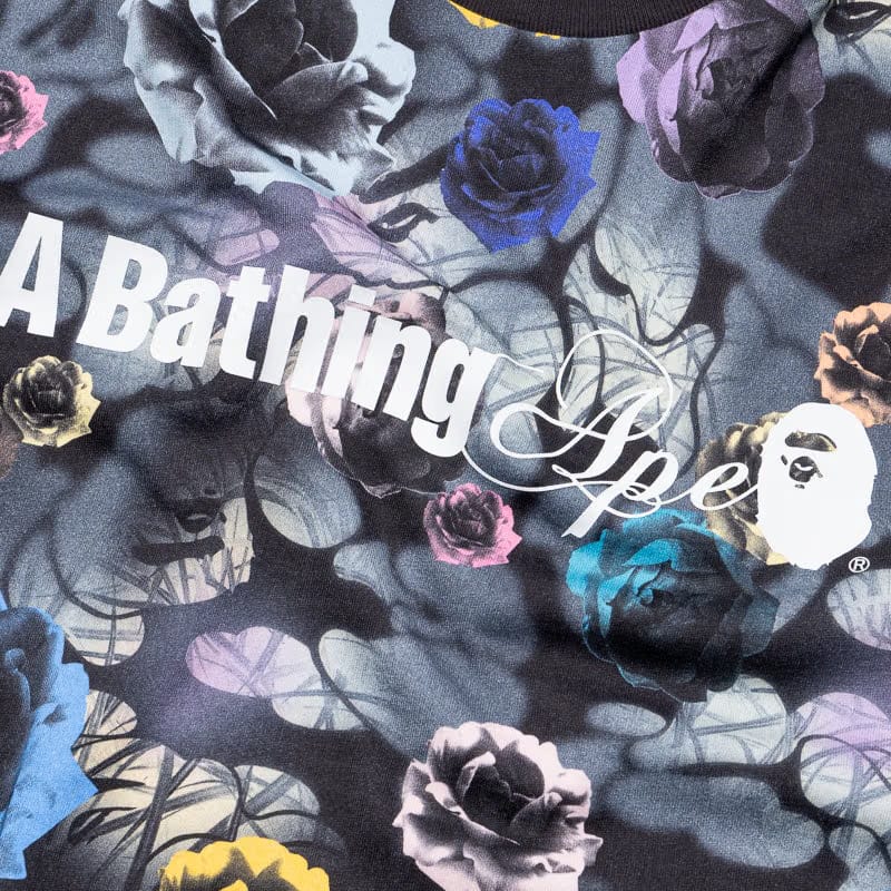 BAPE A Bathing Ape Floral Camo Logo Tee - Black