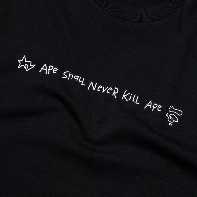 BAPE A Bathing Ape Hand Drawn Logo Tee - Black