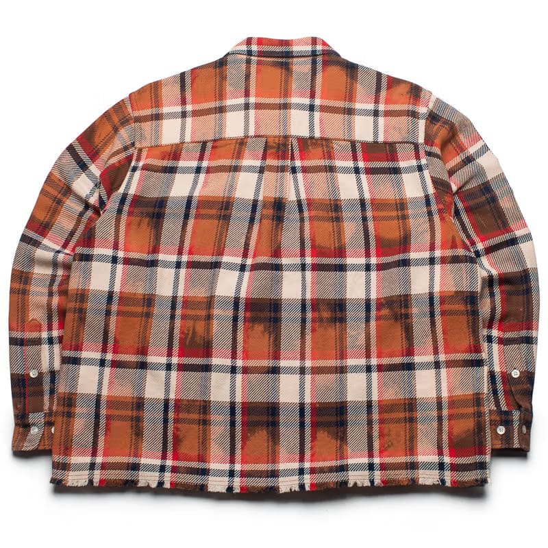 BAPE A Bathing Ape Bleached Bape Check Zip Shirt - Red