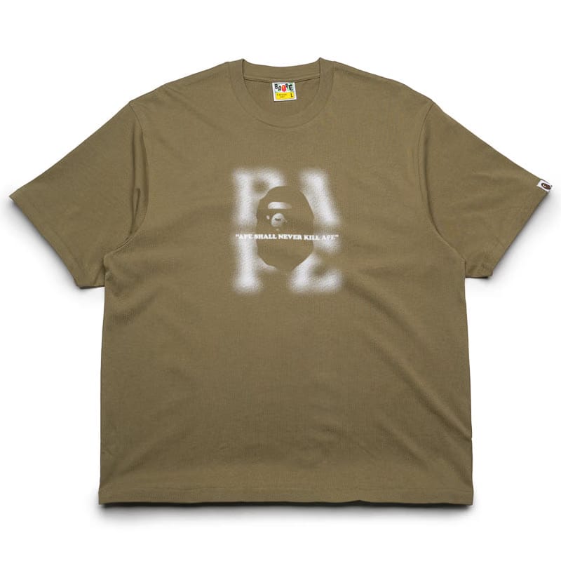 BAPE A Bathing Ape Blur Logo Tee - Olive Drab