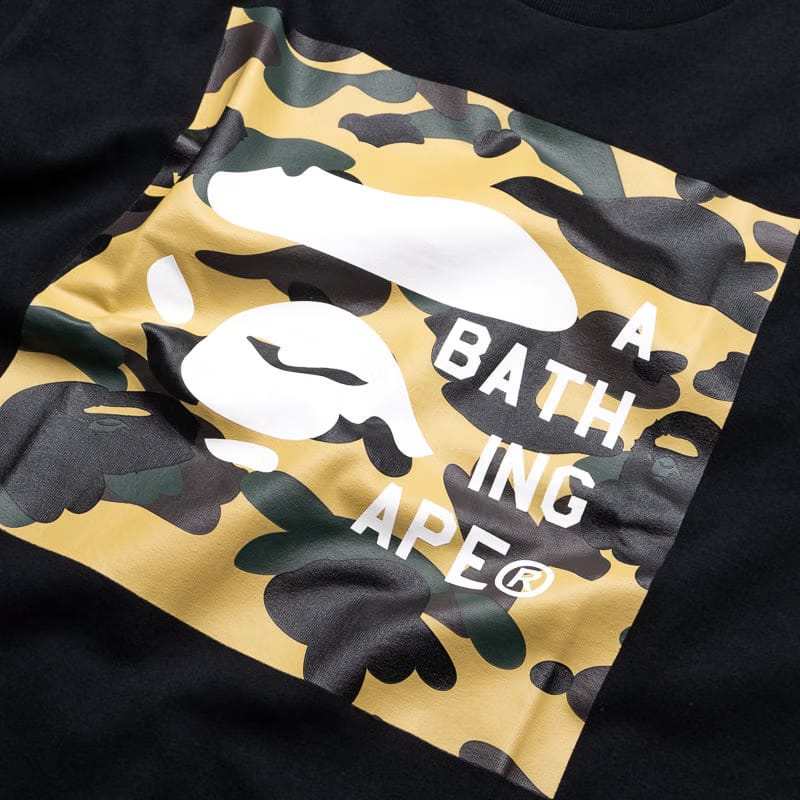 BAPE A Bathing Ape 1st Camo Face Tag Logo Tee - Black