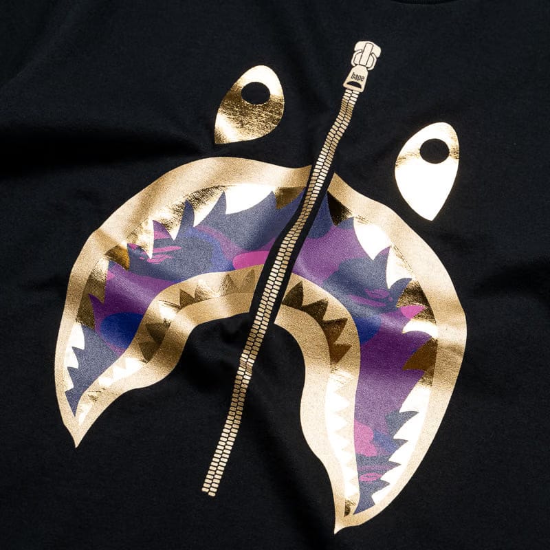 BAPE A Bathing Ape Color Camo Shark Tee - Black/Purple