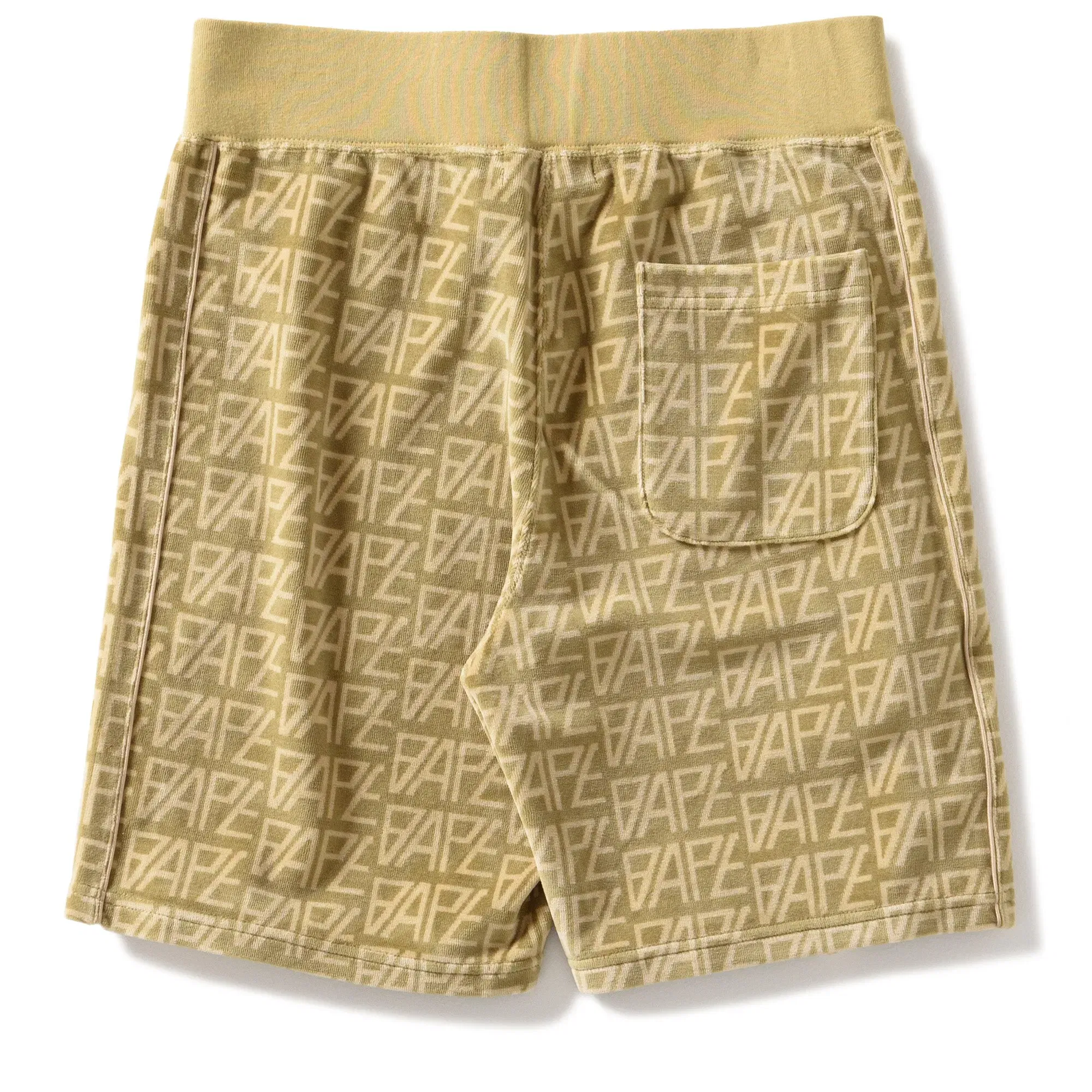 BAPE A Bathing Ape Logo Monogram Velour Shorts - Beige